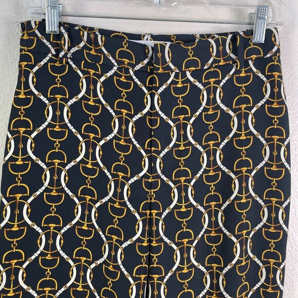ZARA Womens Medium Equestrian Chain Print Flared Trousers Dress Pants - Picture 9 of 11